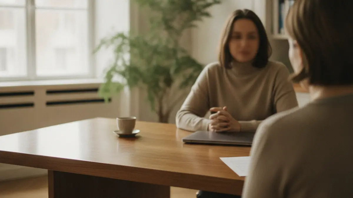 Consulta médica: doente e urologista a conversar à secretária